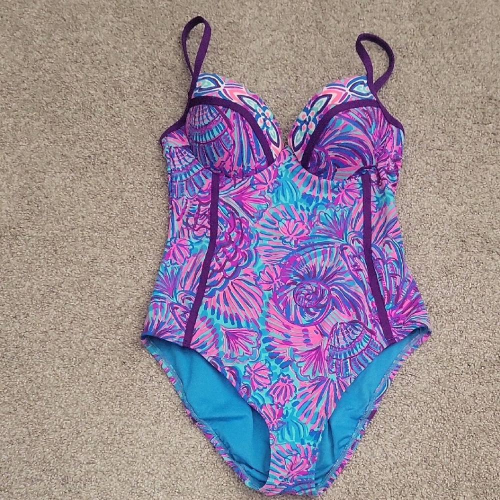 Lilly Pulitzer Purple and Blue One Piece Swimsuit